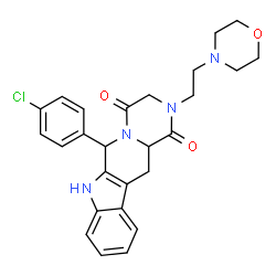 ChemSpider 2D Image | 6-(4-Chlorophenyl)-2-[2-(4-morpholinyl)ethyl]-2,3,6,7,12,12a-hexahydropyrazino[1',2':1,6]pyrido[3,4-b]indole-1,4-dione | C26H27ClN4O3