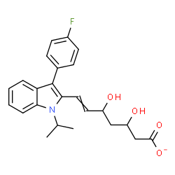 ChemSpider 2D Image | 7-[3-(4-Fluorophenyl)-1-isopropyl-1H-indol-2-yl]-3,5-dihydroxy-6-heptenoate | C24H25FNO4
