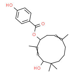 ChemSpider 2D Image | 4-Hydroxy-2,5,5,9-tetramethyl-2,9-cycloundecadien-1-yl 4-hydroxybenzoate | C22H30O4