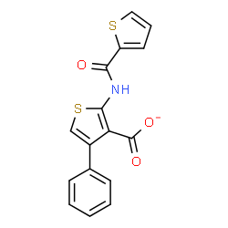 ChemSpider 2D Image | 4-Phenyl-2-[(2-thienylcarbonyl)amino]-3-thiophenecarboxylate | C16H10NO3S2