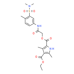 ChemSpider 2D Image | 2-(2-{[3-(Dimethylsulfamoyl)-4-methylphenyl]amino}-2-oxoethyl) 4-ethyl 3,5-dimethyl-1H-pyrrole-2,4-dicarboxylate | C21H27N3O7S