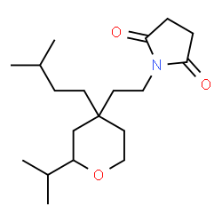 ChemSpider 2D Image | 1-{2-[2-Isopropyl-4-(3-methylbutyl)tetrahydro-2H-pyran-4-yl]ethyl}-2,5-pyrrolidinedione | C19H33NO3
