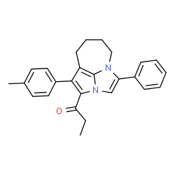 ChemSpider 2D Image | 1-[1-(4-Methylphenyl)-4-phenyl-5,6,7,8-tetrahydro-2a,4a-diazacyclopenta[cd]azulen-2-yl]-1-propanone | C26H26N2O
