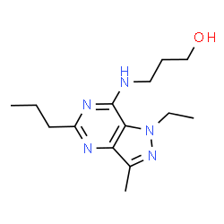 ChemSpider 2D Image | 3-[(1-Ethyl-3-methyl-5-propyl-1H-pyrazolo[4,3-d]pyrimidin-7-yl)amino]-1-propanol | C14H23N5O