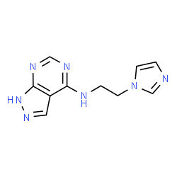 ChemSpider 2D Image | N-[2-(1H-Imidazol-1-yl)ethyl]-1H-pyrazolo[3,4-d]pyrimidin-4-amine | C10H11N7