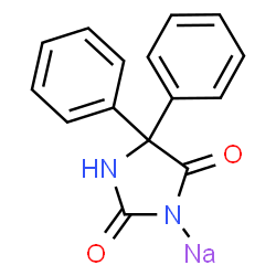 ChemSpider 2D Image | Sodium 2,5-dioxo-4,4-diphenylimidazolidin-1-ide | C15H11N2NaO2