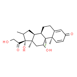 ChemSpider 2D Image | (8alpha,10alpha,13alpha)-9-Fluoro-11,17,21-trihydroxy-16-methylpregna-1,4-diene-3,20-dione | C22H29FO5