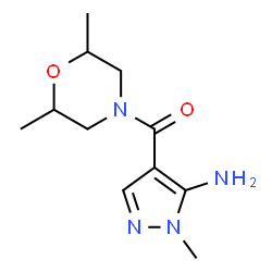 ChemSpider 2D Image | 4-(2,6-dimethylmorpholine-4-carbonyl)-1-methyl-1H-pyrazol-5-amine | C11H18N4O2