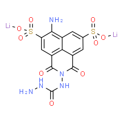 ChemSpider 2D Image | Dilithium 6-amino-2-[(hydrazinocarbonyl)amino]-1,3-dioxo-2,3-dihydro-1H-benzo[de]isoquinoline-5,8-disulfonate | C13H9Li2N5O9S2