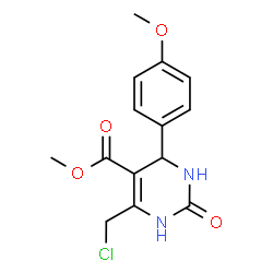 ChemSpider 2D Image | Methyl 6-(chloromethyl)-4-(4-methoxyphenyl)-2-oxo-1,2,3,4-tetrahydro-5-pyrimidinecarboxylate | C14H15ClN2O4