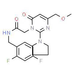 ChemSpider 2D Image | N-(2,4-Difluorobenzyl)-2-[4-(methoxymethyl)-6-oxo-2-(1-pyrrolidinyl)-1(6H)-pyrimidinyl]acetamide | C19H22F2N4O3