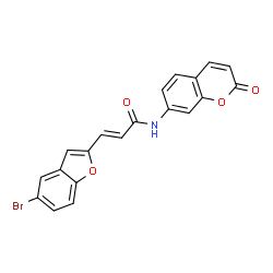 ChemSpider 2D Image | (2E)-3-(5-Bromo-1-benzofuran-2-yl)-N-(2-oxo-2H-chromen-7-yl)acrylamide | C20H12BrNO4