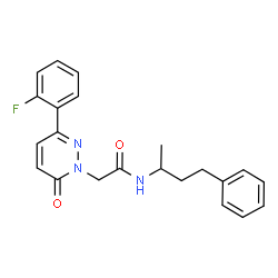 ChemSpider 2D Image | 2-[3-(2-Fluorophenyl)-6-oxo-1(6H)-pyridazinyl]-N-(4-phenyl-2-butanyl)acetamide | C22H22FN3O2