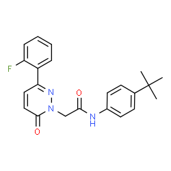 ChemSpider 2D Image | 2-[3-(2-Fluorophenyl)-6-oxo-1(6H)-pyridazinyl]-N-[4-(2-methyl-2-propanyl)phenyl]acetamide | C22H22FN3O2