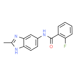 ChemSpider 2D Image | 2-Fluoro-N-(2-methyl-1H-benzimidazol-5-yl)benzamide | C15H12FN3O