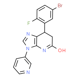 ChemSpider 2D Image | 7-(5-Bromo-2-fluorophenyl)-3-(3-pyridinyl)-3,4,6,7-tetrahydro-5H-imidazo[4,5-b]pyridin-5-one | C17H12BrFN4O