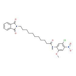 ChemSpider 2D Image | N-(5-Chloro-2-methoxy-4-nitrophenyl)-11-(1,3-dioxo-1,3-dihydro-2H-isoindol-2-yl)undecanamide | C26H30ClN3O6