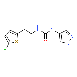 ChemSpider 2D Image | 1-[2-(5-Chloro-2-thienyl)ethyl]-3-(1H-pyrazol-4-yl)urea | C10H11ClN4OS