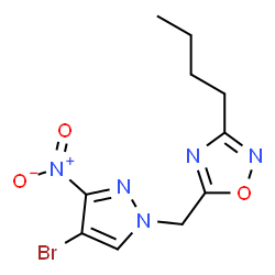 ChemSpider 2D Image | 5-[(4-Bromo-3-nitro-1H-pyrazol-1-yl)methyl]-3-butyl-1,2,4-oxadiazole | C10H12BrN5O3