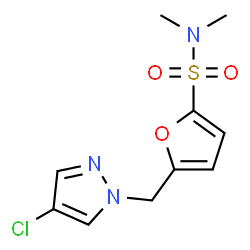ChemSpider 2D Image | 5-[(4-Chloro-1H-pyrazol-1-yl)methyl]-N,N-dimethyl-2-furansulfonamide | C10H12ClN3O3S