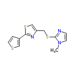 InChI=1/C12H11N3S3/c1-15-4-3-13-12(15)18-8-10-7-17-11(14-10)9-2-5-16-6-9/h2-7H,8H2,1H3