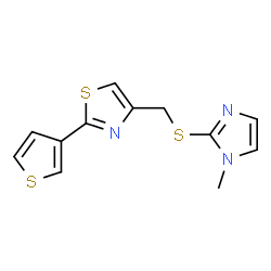 ChemSpider 2D Image | 4-{[(1-Methyl-1H-imidazol-2-yl)sulfanyl]methyl}-2-(3-thienyl)-1,3-thiazole | C12H11N3S3