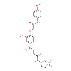 ChemSpider 2D Image | 2-[(1,1-Dioxidotetrahydro-3-thiophenyl)(methyl)amino]-2-oxoethyl 3-methoxy-4-{2-[(4-methoxyphenyl)amino]-2-oxoethoxy}benzoate | C24H28N2O9S
