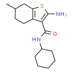 ChemSpider 2D Image | 2-Amino-N-cyclohexyl-6-methyl-4,5,6,7-tetrahydro-1-benzothiophene-3-carboxamide | C16H24N2OS