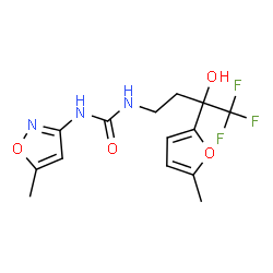 ChemSpider 2D Image | 1-(5-Methyl-1,2-oxazol-3-yl)-3-[4,4,4-trifluoro-3-hydroxy-3-(5-methyl-2-furyl)butyl]urea | C14H16F3N3O4