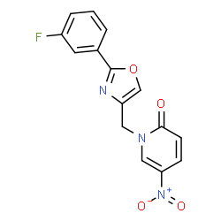 ChemSpider 2D Image | 1-{[2-(3-Fluorophenyl)-1,3-oxazol-4-yl]methyl}-5-nitro-2(1H)-pyridinone | C15H10FN3O4
