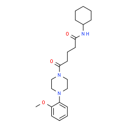 ChemSpider 2D Image | N-Cyclohexyl-5-[4-(2-methoxyphenyl)-1-piperazinyl]-5-oxopentanamide | C22H33N3O3