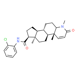 ChemSpider 2D Image | (4aR,4bS,6aR,7S,9aS,9bS)-N-(2-Chlorophenyl)-1,4a,6a-trimethyl-2-oxo-2,4a,4b,5,6,6a,7,8,9,9a,9b,10,11,11a-tetradecahydro-1H-indeno[5,4-f]quinoline-7-carboxamide | C26H33ClN2O2