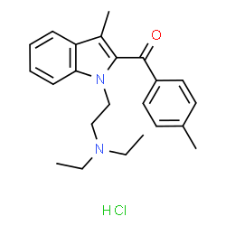 ChemSpider 2D Image | {1-[2-(Diethylamino)ethyl]-3-methyl-1H-indol-2-yl}(4-methylphenyl)methanone hydrochloride (1:1) | C23H29ClN2O