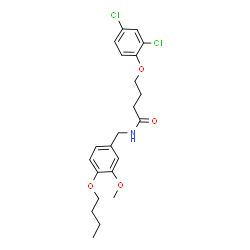 ChemSpider 2D Image | N-(4-Butoxy-3-methoxybenzyl)-4-(2,4-dichlorophenoxy)butanamide | C22H27Cl2NO4