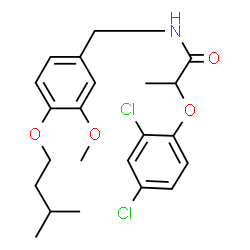 ChemSpider 2D Image | 2-(2,4-Dichlorophenoxy)-N-[3-methoxy-4-(3-methylbutoxy)benzyl]propanamide | C22H27Cl2NO4