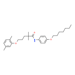 ChemSpider 2D Image | 5-(2,5-Dimethylphenoxy)-N-[4-(heptyloxy)phenyl]-2,2-dimethylpentanamide | C28H41NO3