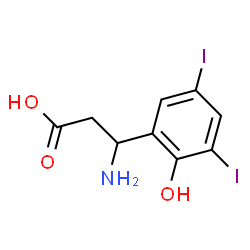 ChemSpider 2D Image | 3-Amino-3-(2-hydroxy-3,5-diiodophenyl)propanoic acid | C9H9I2NO3