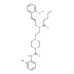 ChemSpider 2D Image | N-(2-Bromophenyl)-4-{2-[(2-methoxycinnamyl)(pentanoyl)amino]ethyl}-1-piperazinecarboxamide | C28H37BrN4O3