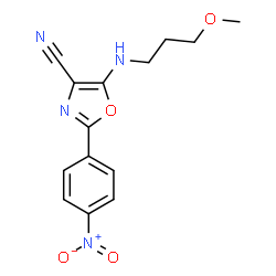 ChemSpider 2D Image | 5-[(3-Methoxypropyl)amino]-2-(4-nitrophenyl)-1,3-oxazole-4-carbonitrile | C14H14N4O4