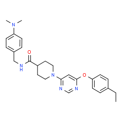 ChemSpider 2D Image | N-[4-(Dimethylamino)benzyl]-1-[6-(4-ethylphenoxy)-4-pyrimidinyl]-4-piperidinecarboxamide | C27H33N5O2