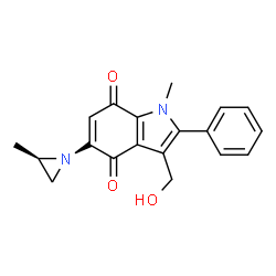 ChemSpider 2D Image | 3-(Hydroxymethyl)-1-methyl-5-[(2R)-2-methyl-1-aziridinyl]-2-phenyl-1H-indole-4,7-dione | C19H18N2O3