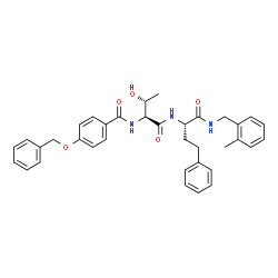 ChemSpider 2D Image | 4-(Benzyloxy)-N-[(1s,2r)-2-Hydroxy-1-({(1s)-1-[(2-Methylbenzyl)carbamoyl]-3-Phenylpropyl}carbamoyl)propyl]benzamide | C36H39N3O5