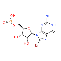 ChemSpider 2D Image | 8-Bromo-5'-O-[hydroxy(oxido)phosphoranyl]guanosine | C10H13BrN5O7P
