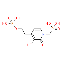 ChemSpider 2D Image | ({3-Hydroxy-2-oxo-4-[2-(phosphonooxy)ethyl]-1(2H)-pyridinyl}methyl)phosphonic acid | C8H13NO9P2