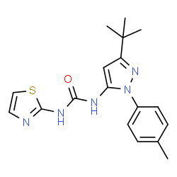 ChemSpider 2D Image | 1-[3-Tert-Butyl-1-(4-Methylphenyl)-1h-Pyrazol-5-Yl]-3-(1,3-Thiazol-2-Yl)urea | C18H21N5OS