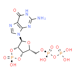 ChemSpider 2D Image | guanosine 5'-diphosphate 2':3'-cyclic monophosphate | C10H14N5O13P3