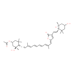 ChemSpider 2D Image | (1R,3S)-3-Hydroxy-4-{(3E,5E,7E,9E,11Z)-11-[4-{(E)-2-[(1R,4R,6S)-4-hydroxy-2,2,6-trimethyl-7-oxabicyclo[4.1.0]hept-1-yl]vinyl}-5-oxo-2(5H)-furanylidene]-3,10-dimethyl-1,3,5,7,9-undecapentaen-1-ylidene}
-3,5,5-trimethylcyclohexyl acetate | C39H50O7