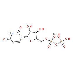 ChemSpider 2D Image | 1-{5-O-[(R)-Hydroxy(phosphonooxy)phosphoryl]-alpha-L-arabinofuranosyl}-2,4(1H,3H)-pyrimidinedione | C9H14N2O12P2