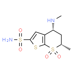 ChemSpider 2D Image | (4R,6S)-6-Methyl-4-(methylamino)-5,6-dihydro-4H-thieno[2,3-b]thiopyran-2-sulfonamide 7,7-dioxide | C9H14N2O4S3