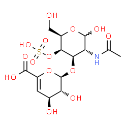 ChemSpider 2D Image | 2-Acetamido-2-deoxy-3-O-(4-deoxy-alpha-L-threo-hex-4-enopyranuronosyl)-4-O-sulfo-D-galactopyranose | C14H21NO14S